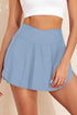 Solid Pocketed Crossover High Waist Swim Skort